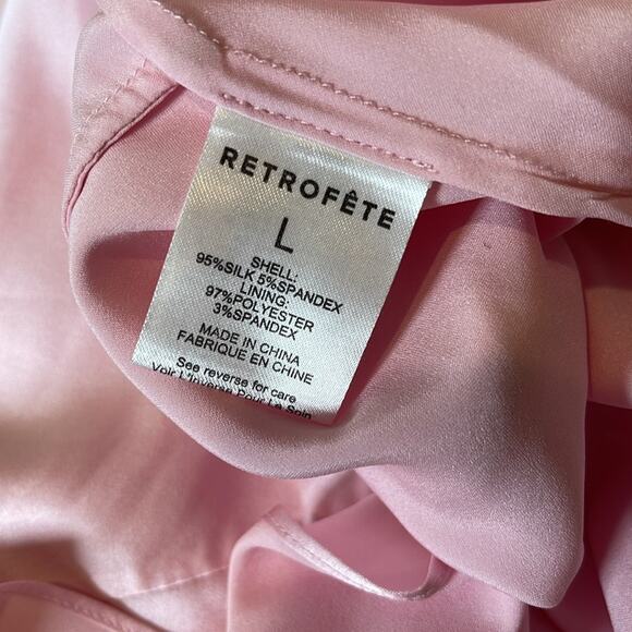 Retrofete Emery Crystal Embellished Silk Cowl Neck Pink Maxi Dress Size Large - Picture 8 of 8
